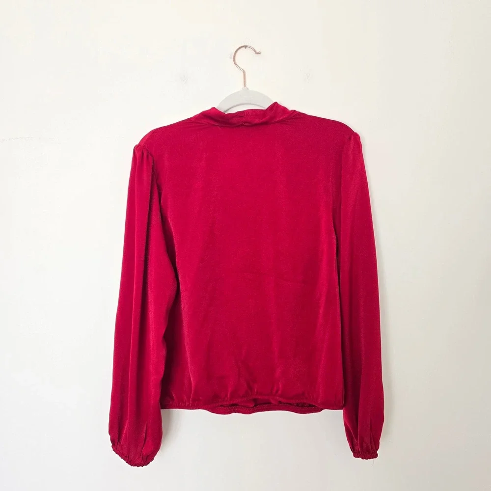 Old Navy Wrap Blouse‎ Women Large Red NWT Surplice Long Sleeve V-Neck Top